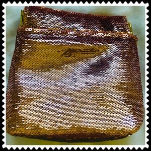 Champagne sequin Anthropologie clutch